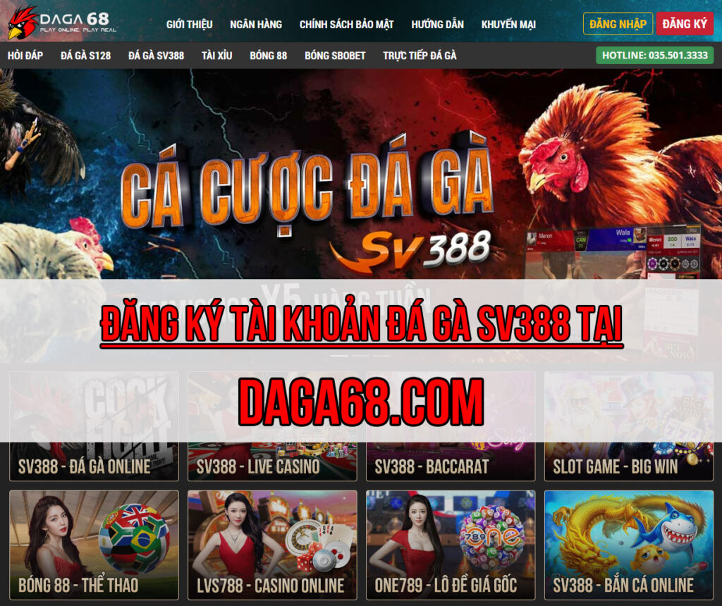 Daga68 - Tìm hiểu về sân cược đá gà online đẳng cấp 6 Daga68 là kênh đại lý chính thức của nhà cái SV388 ở Việt Nam