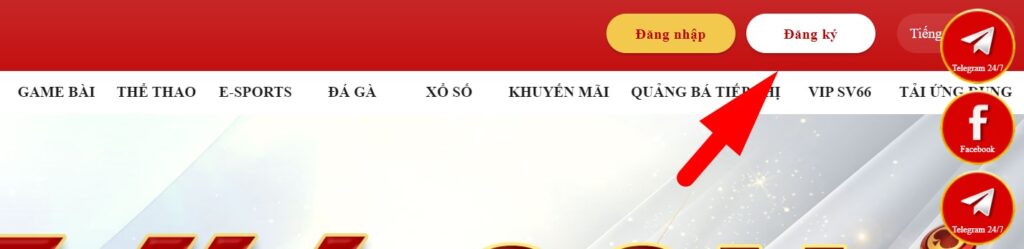 Đăng ký SV66 - Hướng dẫn thao tác từ A đến Z 10 Nhấn chọn mục “đăng ký” trên giao diện