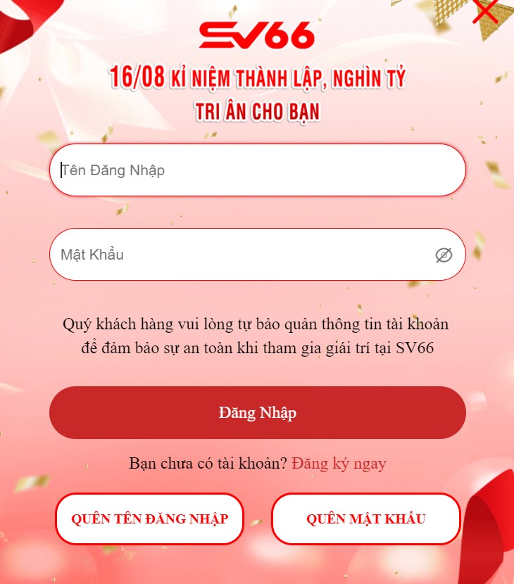 Rút tiền SV66 - Thực hiện rút tiền về tài khoản chỉ 30s 10 Thực hiện thao tác đăng nhập tại SV66 để rút tiền